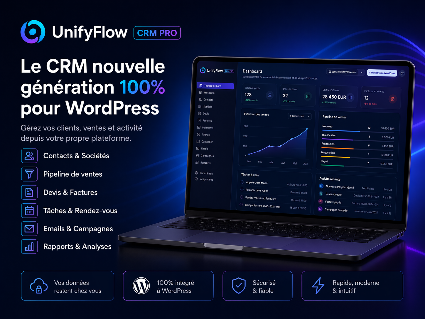 UnifyFlow CRM PRO : Centraliser sa gestion client WordPress